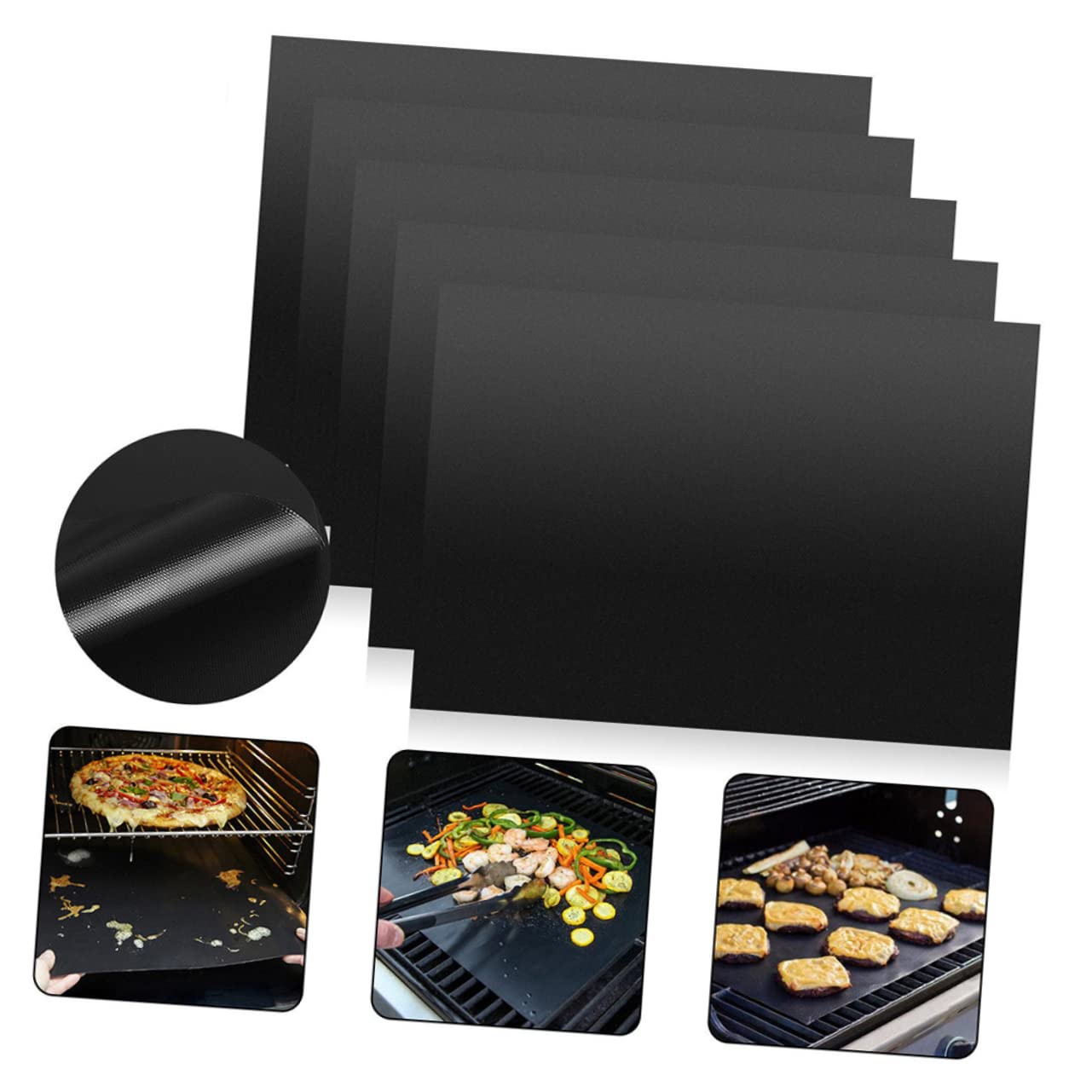FONDOTIN 1Pc Non Stick BBQ Grill Mat Heat Resistant Oven Sheet for Grilling Vegetables Fish and More for BBQ and Outdoor Cooking Prevents Food from Sticking Falling Through