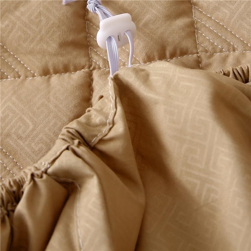 Protège-Matelas matelassé Silencieux, Couche absorbante imperméable, Conception ajustée avec Poche Profonde pour Matelas jusqu'à 28 cm (Kaki, 90 x 200 cm)