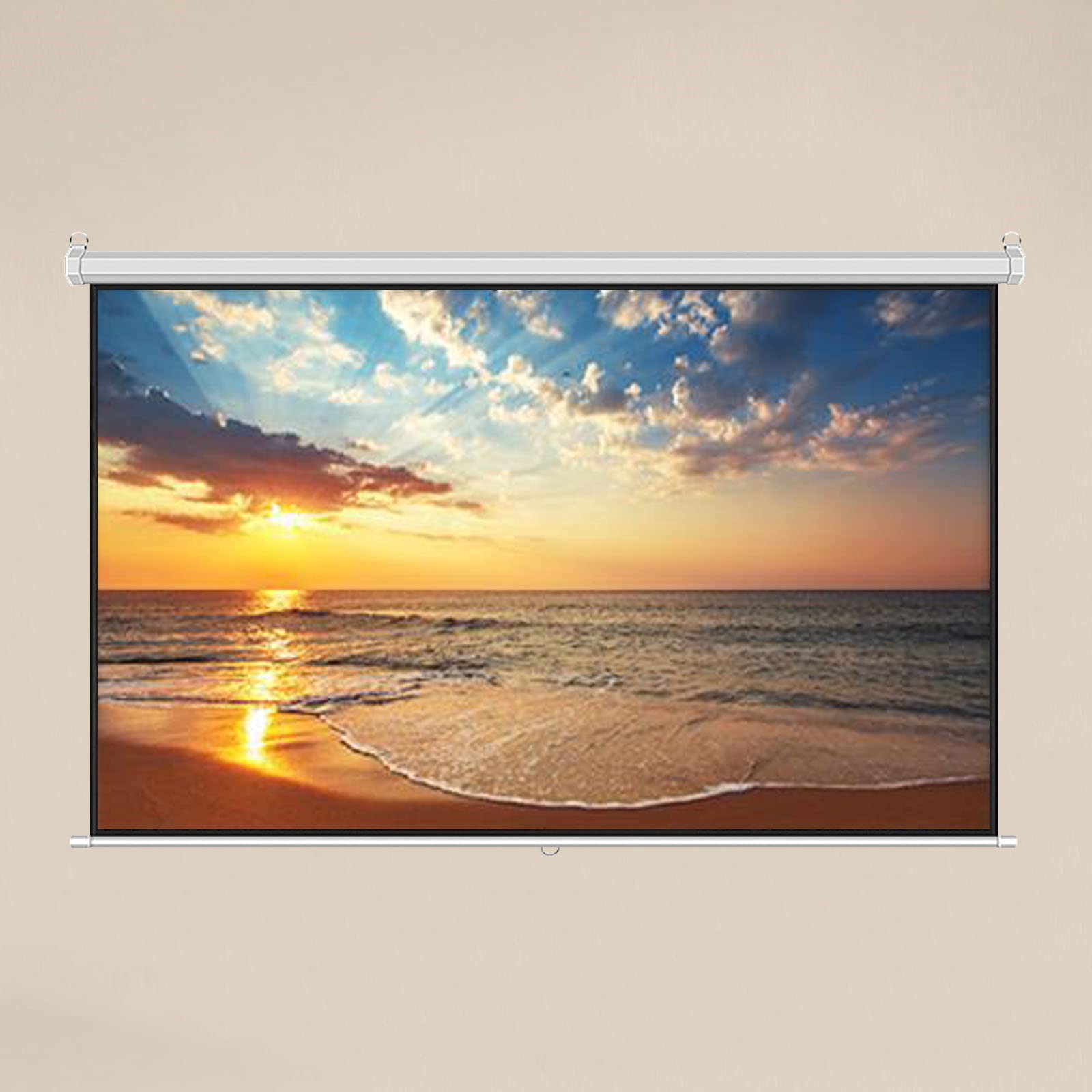 Przenośny ekran projekcyjny — 4:3/16:9 HD Wysuwany, ręczny ekran projekcyjny Naścienny ekran projekcyjny z automatyczną blokadą, do kina domowego, biura i rozrywki (100) (100 cali 4:3)
