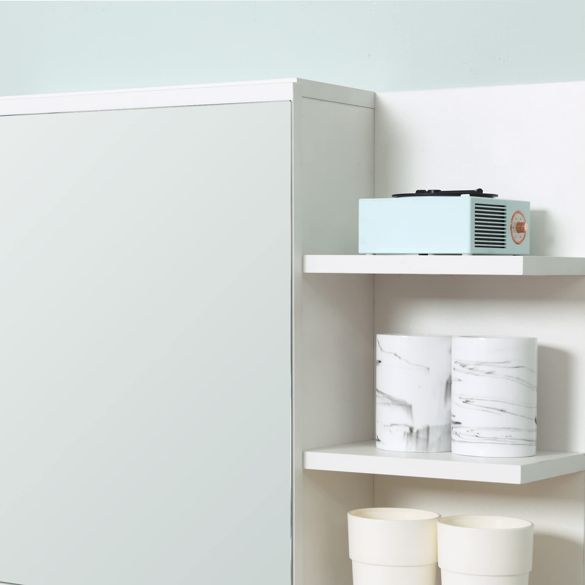 kleankin Armario de Baño con Espejo Armario con Espejo para Baño con 3 Estantes Abiertos y 1 Estante Interior Estilo Moderno 60x18x50 cm Blanco