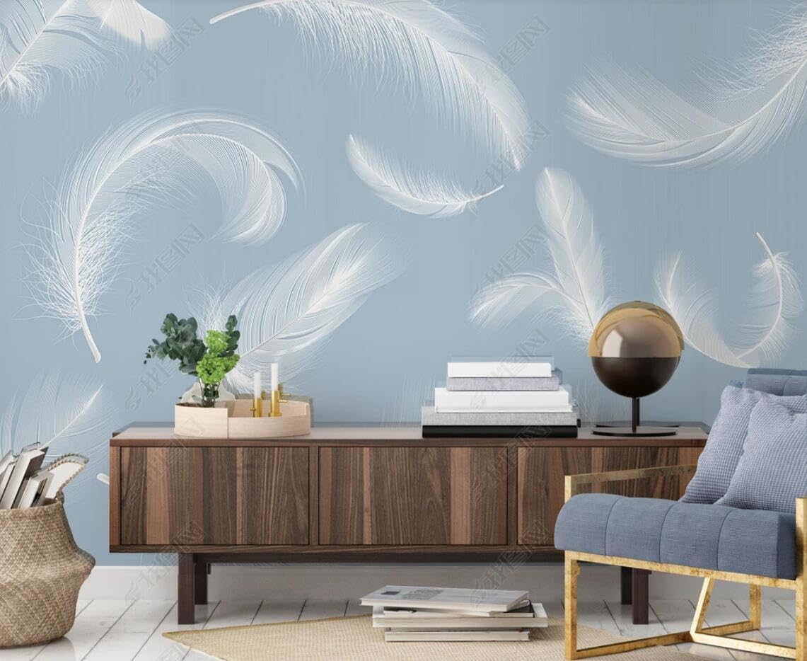 Papier Peint Panoramique Plume Blanche Aquarelle de Haute Qualité pour Salon Élégant 326618