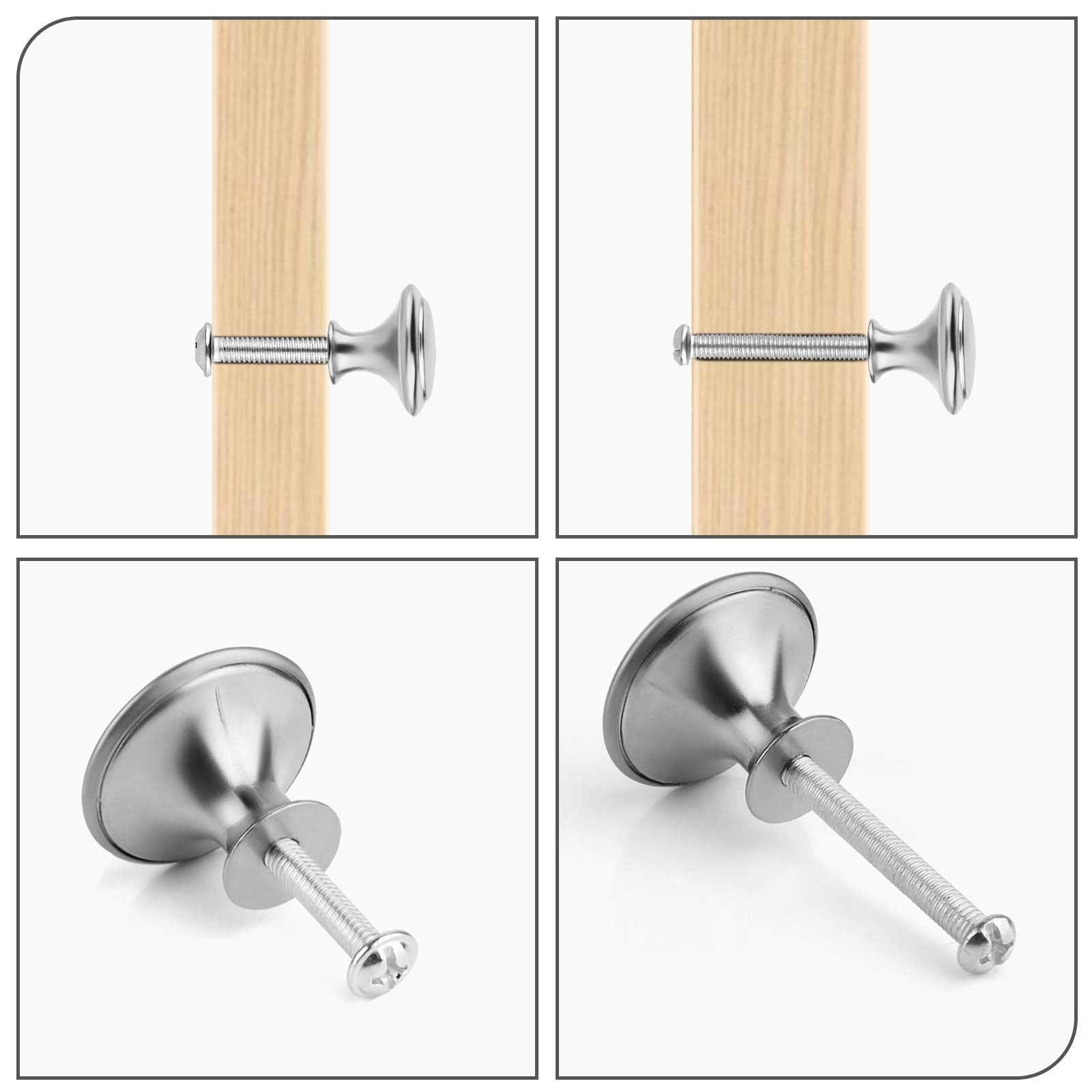 PENCHUAN 15PCS Cabinet Door Knobs, 27mm Silver Round Brushed Metal Knobs, Drawer Pull Handle with 30 Long Short Screws for Cabinets, Drawers, Wardrobes, and Kitchen Cupboards Furniture - Image 3