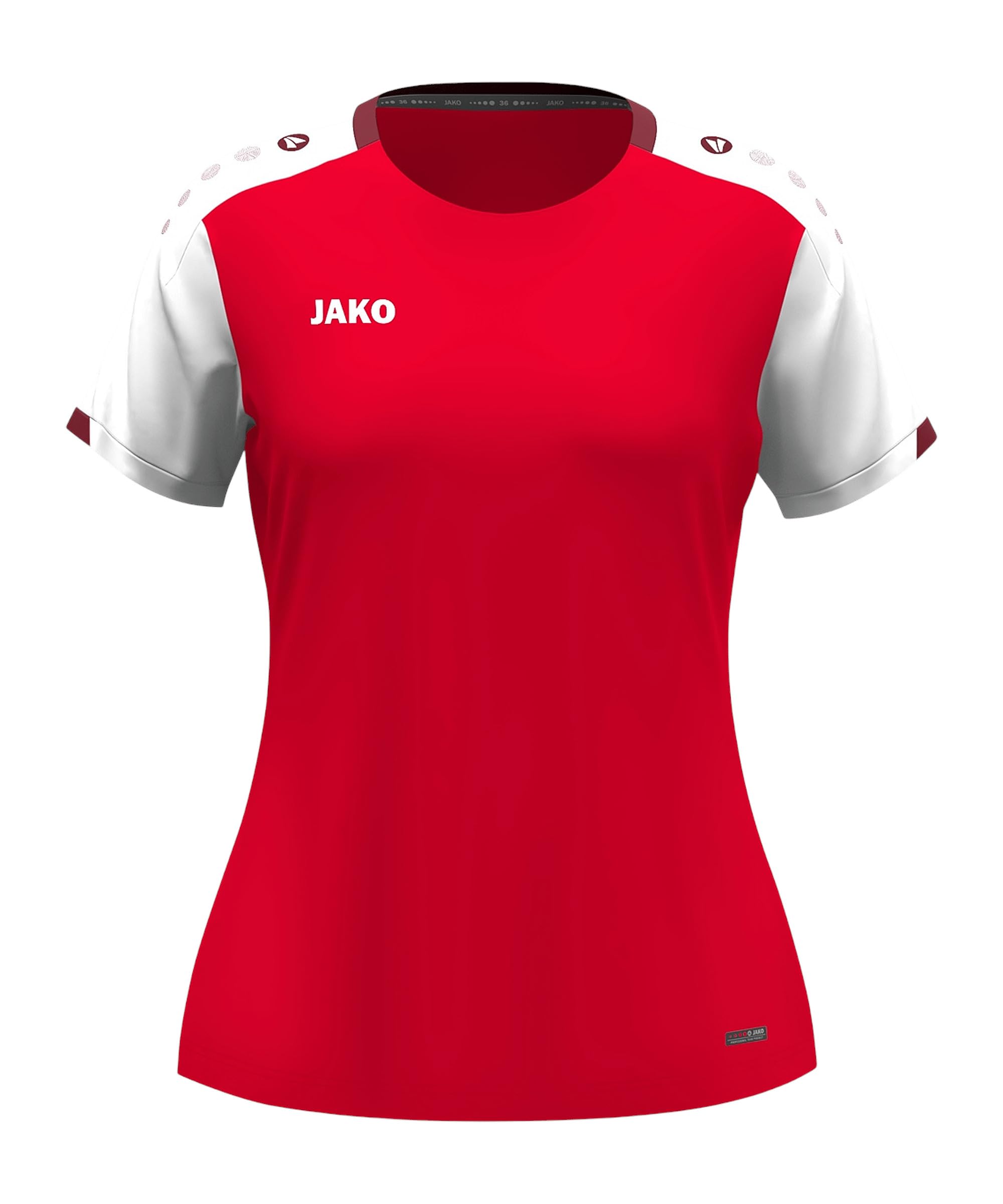 JAKO Women's Dynamic T-Shirt, Red/White/Dark Red, XL