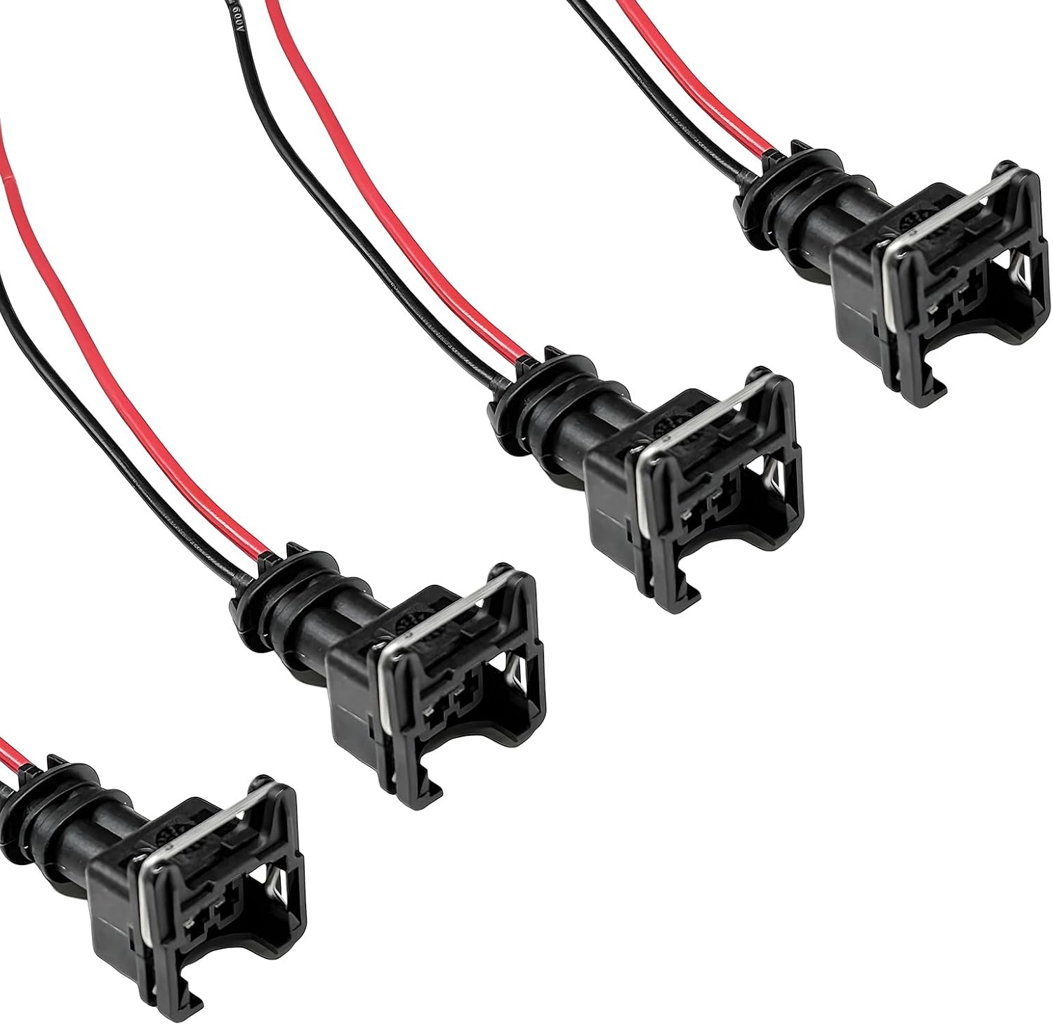 4 PCS Fuel Injector Connector, EV1 OBD1 Typre Plug Wire Harness Pigtail Wiring Loom, Plug-in Adapter Fuel Injector Socket with 18 AWG Extended Wires, Car Accessories