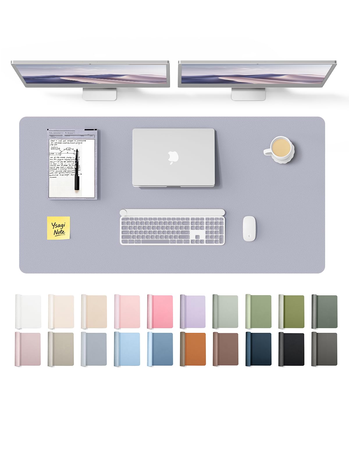 YSAGi Leather Desk Pad Protector, Office Desk Mat, Large Mouse Pad, Non-Slip PU Leather Desk Blotter, Laptop Desk Pad, Waterproof Desk Writing Pad for Office and Home (Soft Lavender,47.2" x 23.6")