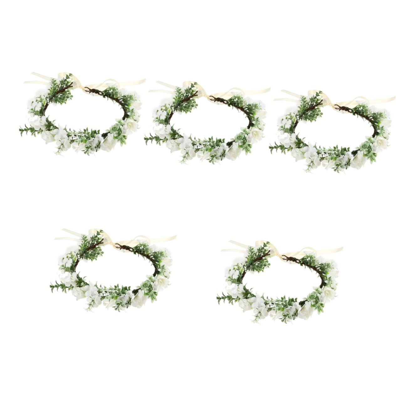 minkissy 5stücke Blumenkrone Mit Rosen Einstellbares Stirnband Für Eleganter Haarschmuck Für Braut Brautjungfern Und Blumenmädchen Für Hochzeiten Und Fotografie