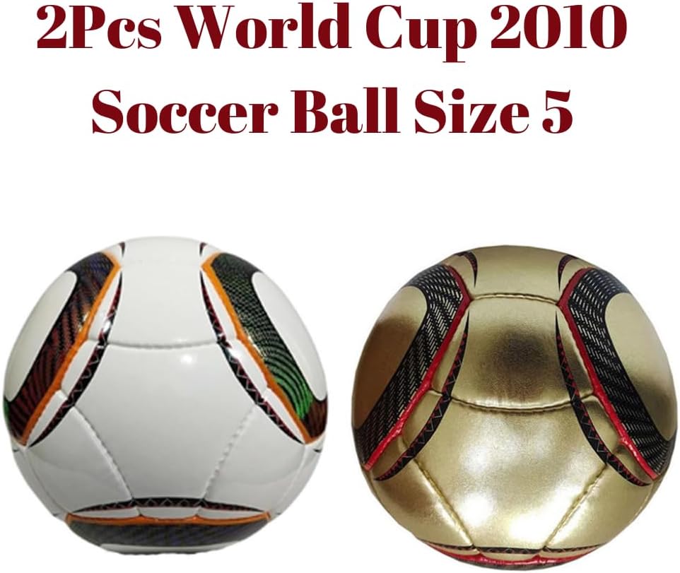 2Pcs 2010 World Cup South Africa Official Match Ball Replica Size 5 Premium Rexine Football Soccer Game OII-015