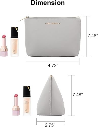 Miniatura 2 de GOX Bolsa de cosméticos, bolsa de viaje de gran capacidad, resistente al agua, bolsa de aseo y accesorios, organizador para mujeres y niñas, Gris,