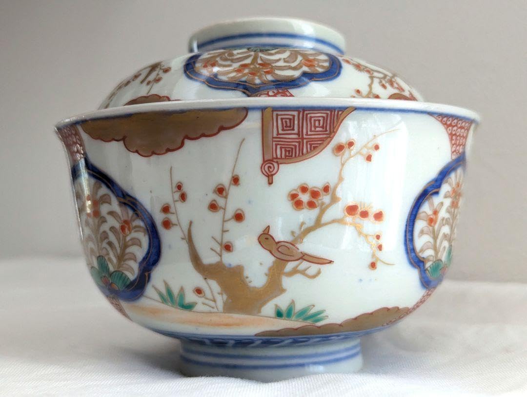 古伊万里 金彩色絵 蓋付き茶碗 梅に鶯 4客揃（Amazon | 古伊万里 金彩 