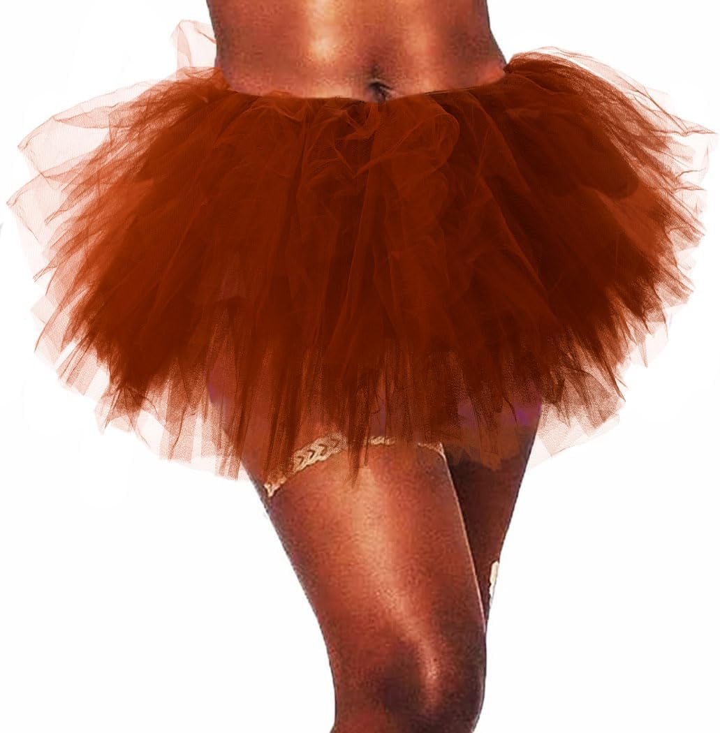 5 Layered Tulle Tutu Skirt Fluffy Ballet Dance Party Skirt Halloween Ballet Costume for Women and Girls