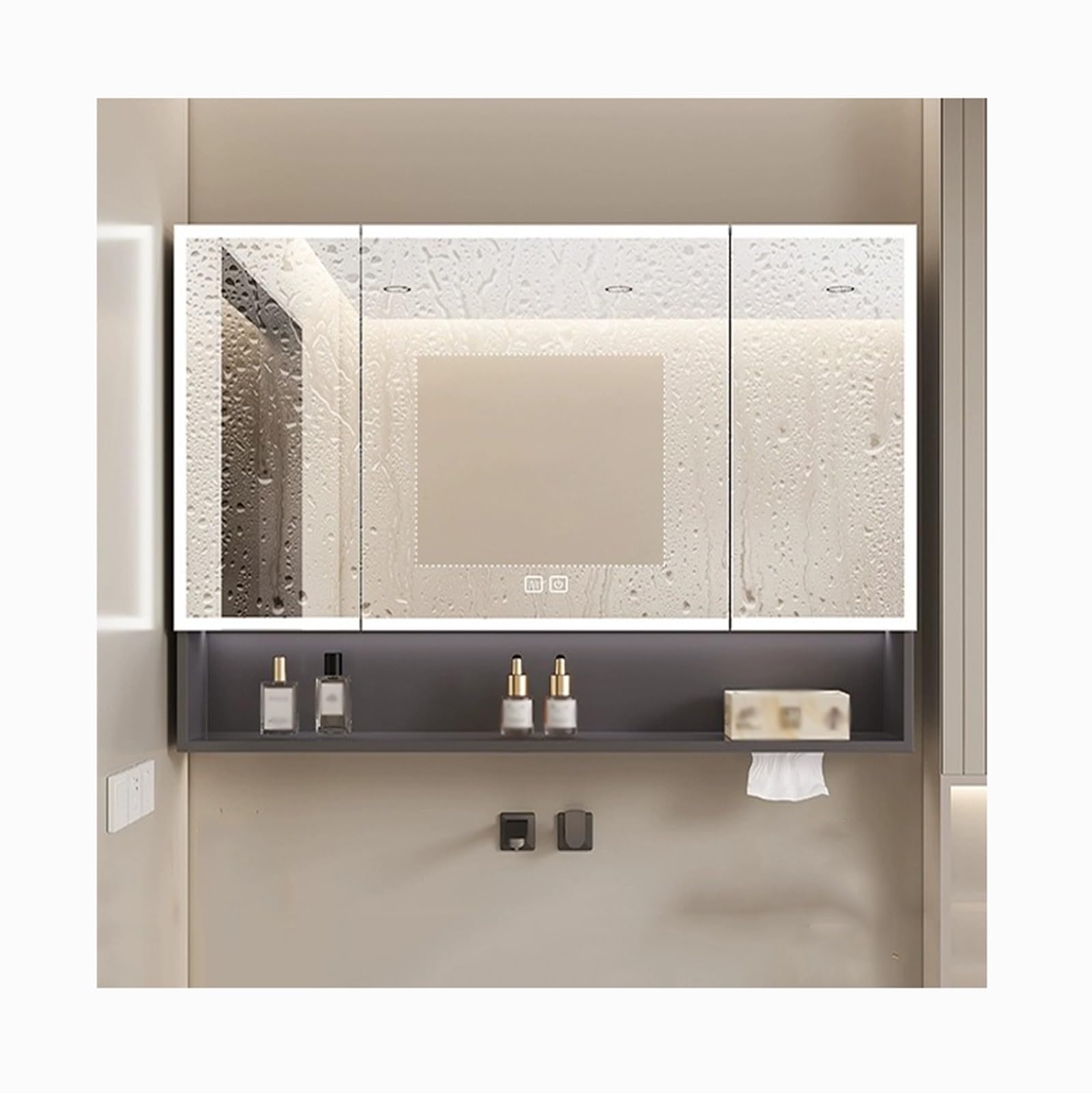 Amazon.co.jp: 壁掛けミラーキャビネット、LEDライトとミラー付き薬用