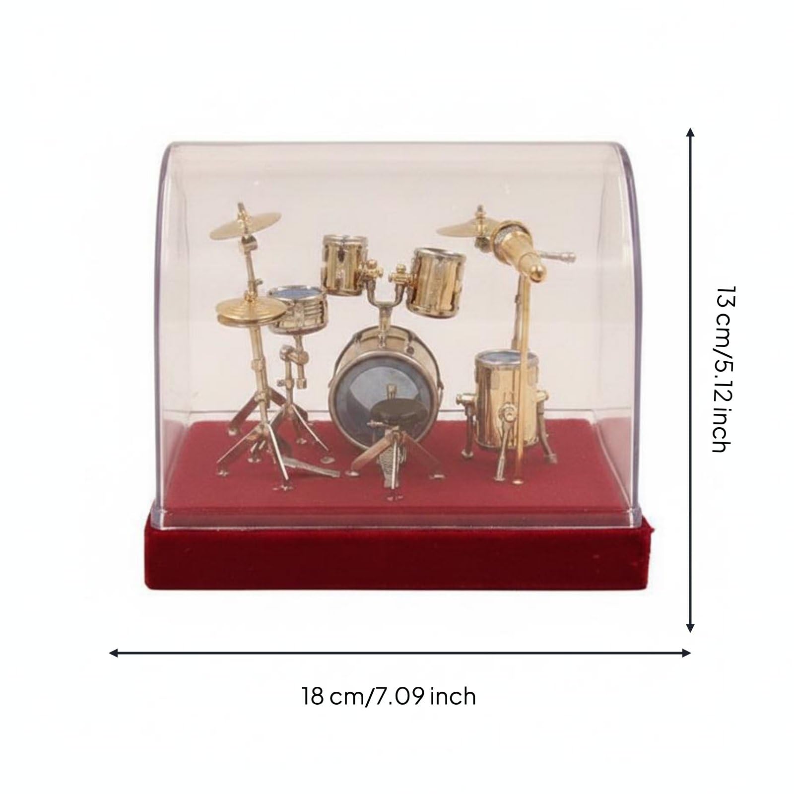 Mini Batería de Juguete BJD Tambor Miniatura Set de Percusión Maqueta de Batería con Acabado Metálico Brillante para Colección Adecuada para, A, Mediano 18 13 13cm