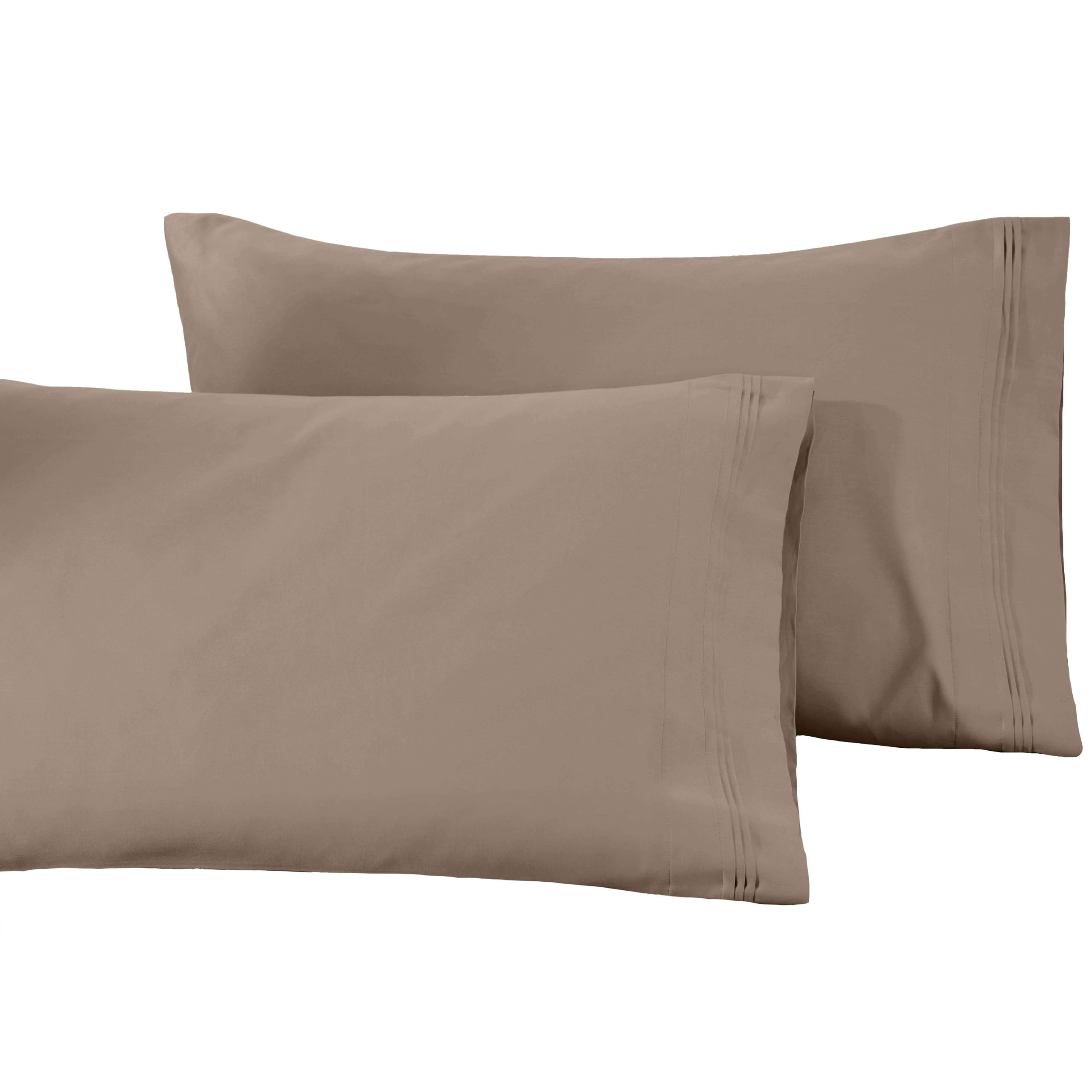 Superior Cotton Oversized Pillowcase Set Solid 1500 Thread Count Egyptian, Standard, Taupe