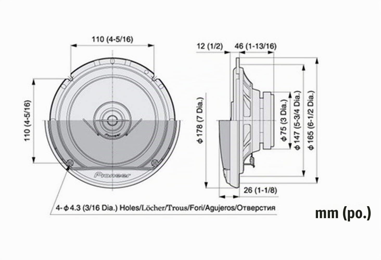 Vauxhall Corsa D Haut-Parleur de Porte Avant Pioneer Enceintes de Voiture 6.5" 17cm + Adaptateur Pods 300W