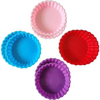 Cosswe Pack of 8 Non-Stick Mini Tart Moulds Cake Base Moulds Silicone 11 cm Fruit Base Mould Mini Tartlet Moulds Tartlet Moulds for Tarts Quiches Pie