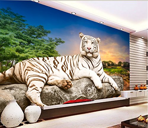 3D White Tiger Animal 063 Wall Paper Wall Print Decal Wall Deco Indoor Wall Murals Removable Wall Mural  Self-Adhesive Large Wallpaper, AJ WALLPAPER Carly (164"x100"(WxH))