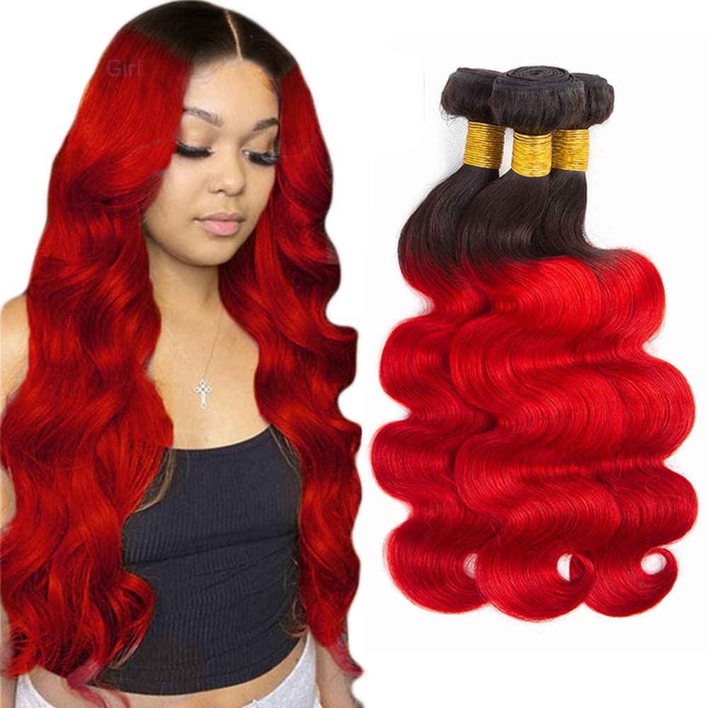 Poutpoutm Red Body Wave 3 Hair Bundles Hair Weave Hair