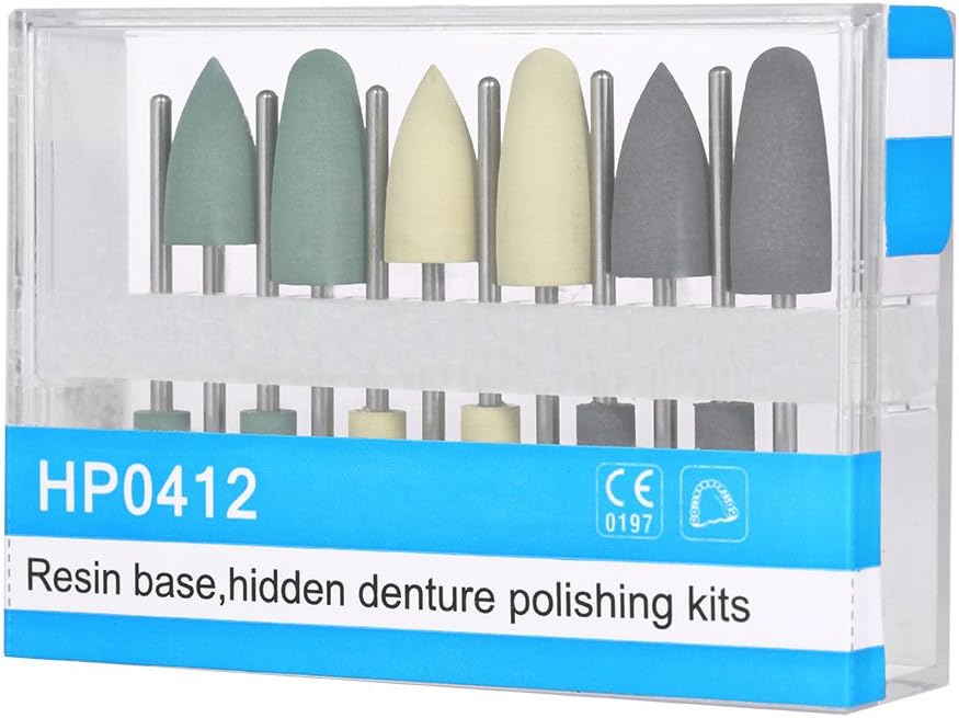 12 pcs Silicone Polishers Resin Base Hidden Denture Polishing Kits 2.35mm Drill Bits (HP0412)