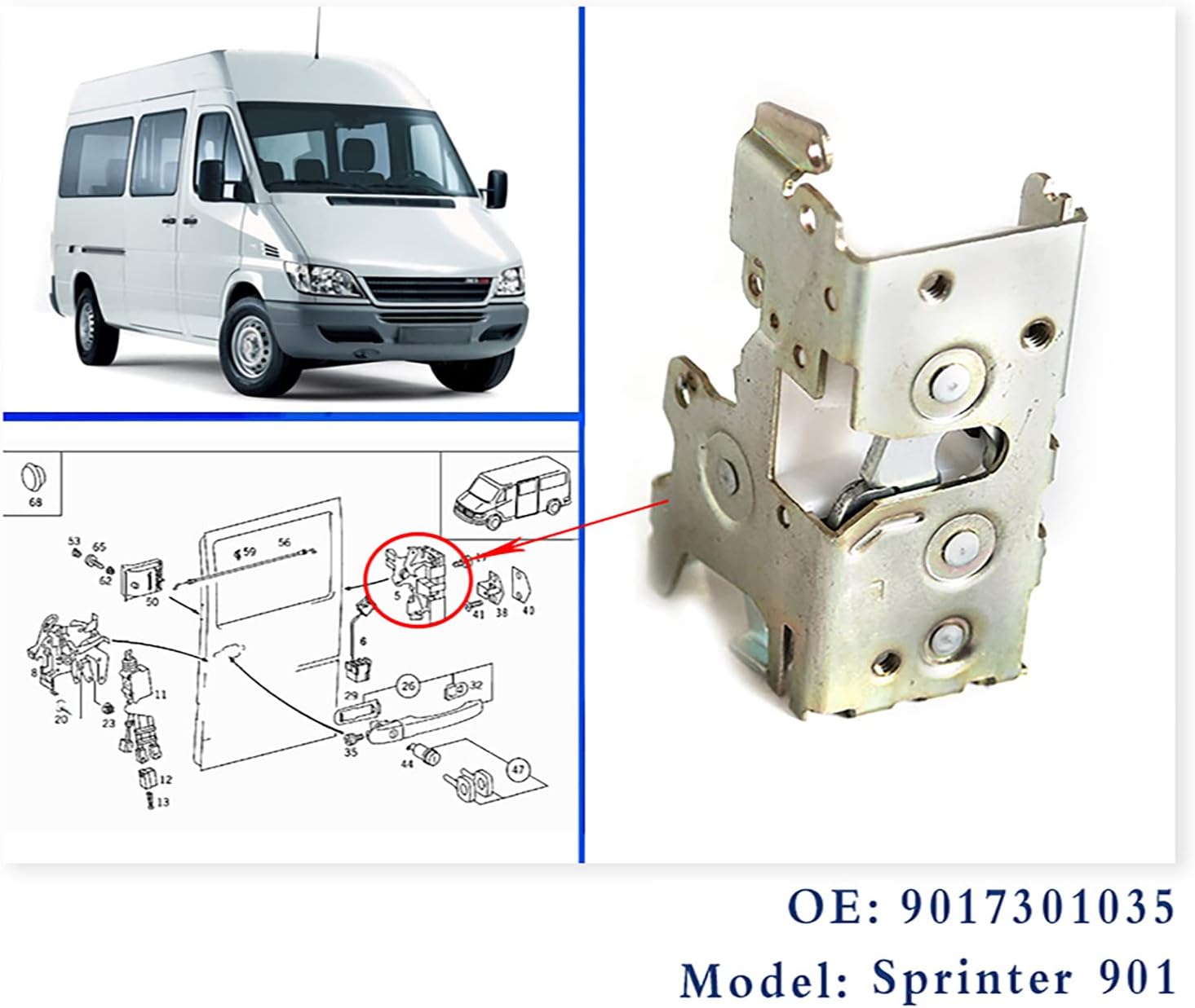Middle Door Left Sliding Door Lock Latch Freightliner for Mercedes Dodge Sprinter 901 902 903 904 95-06 for Vito 638 VW LT 9017301035