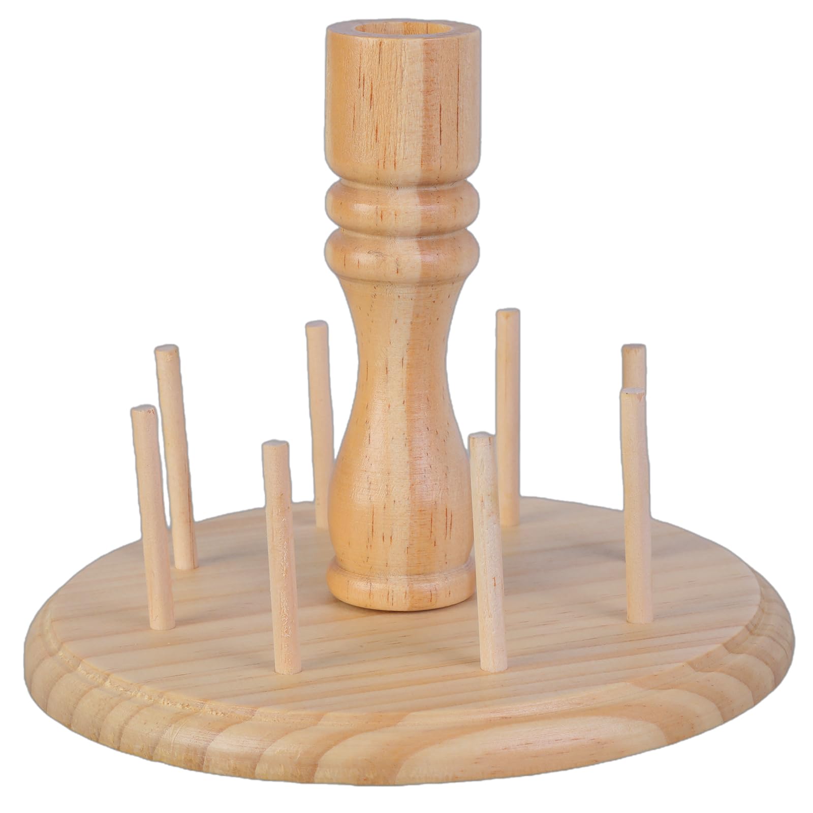 Msioytog 8 Spools Embroidery Thread Holder Wood Thread Spool Holder with Scissors Sewing Organizers Wood Stand