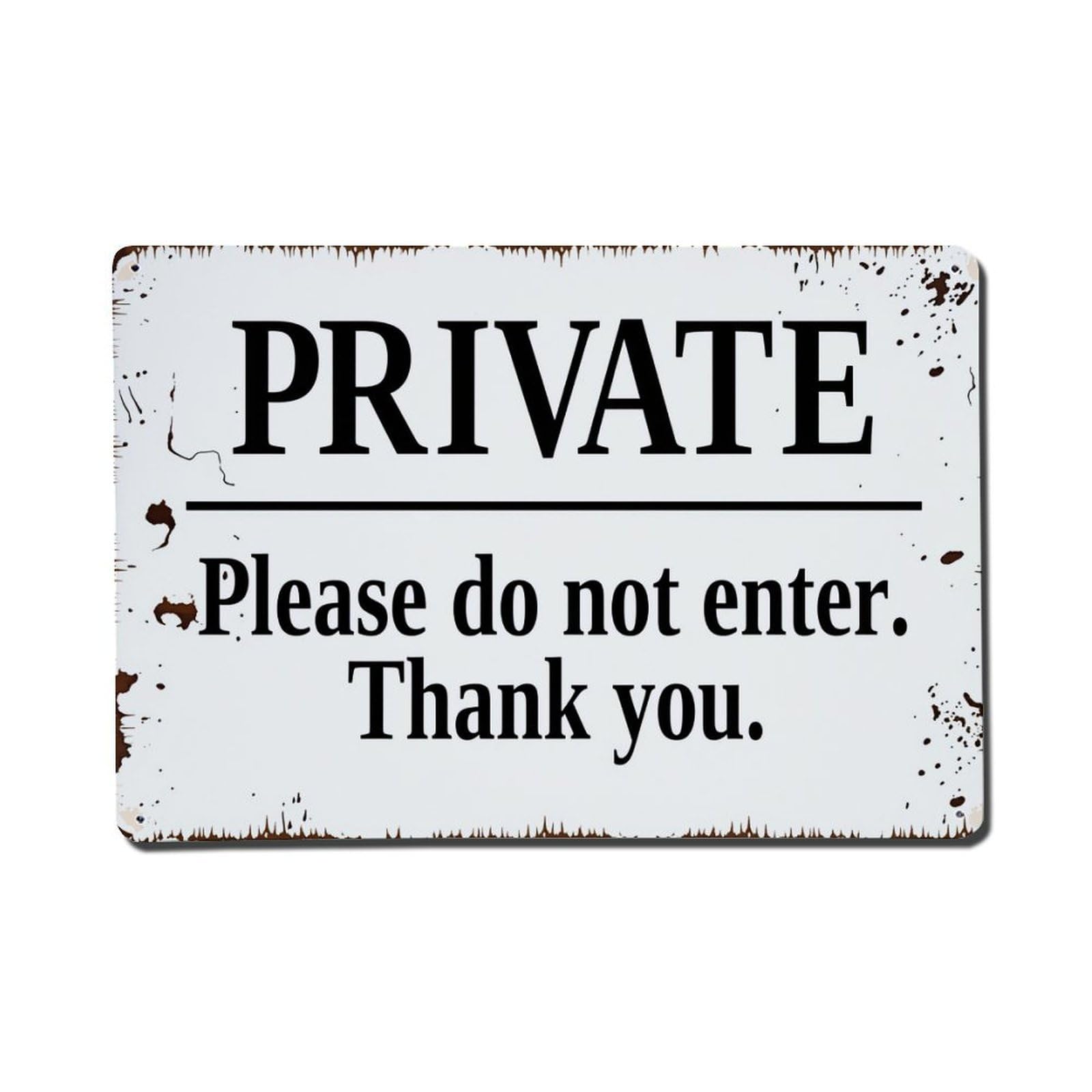 Private Sign With Rustic Border And Text Tin Sign Vintage Metal Poster, Home Bar Garage Man Cave Cafe Indoor & Outdoor Wall Decoration 8x12Inches