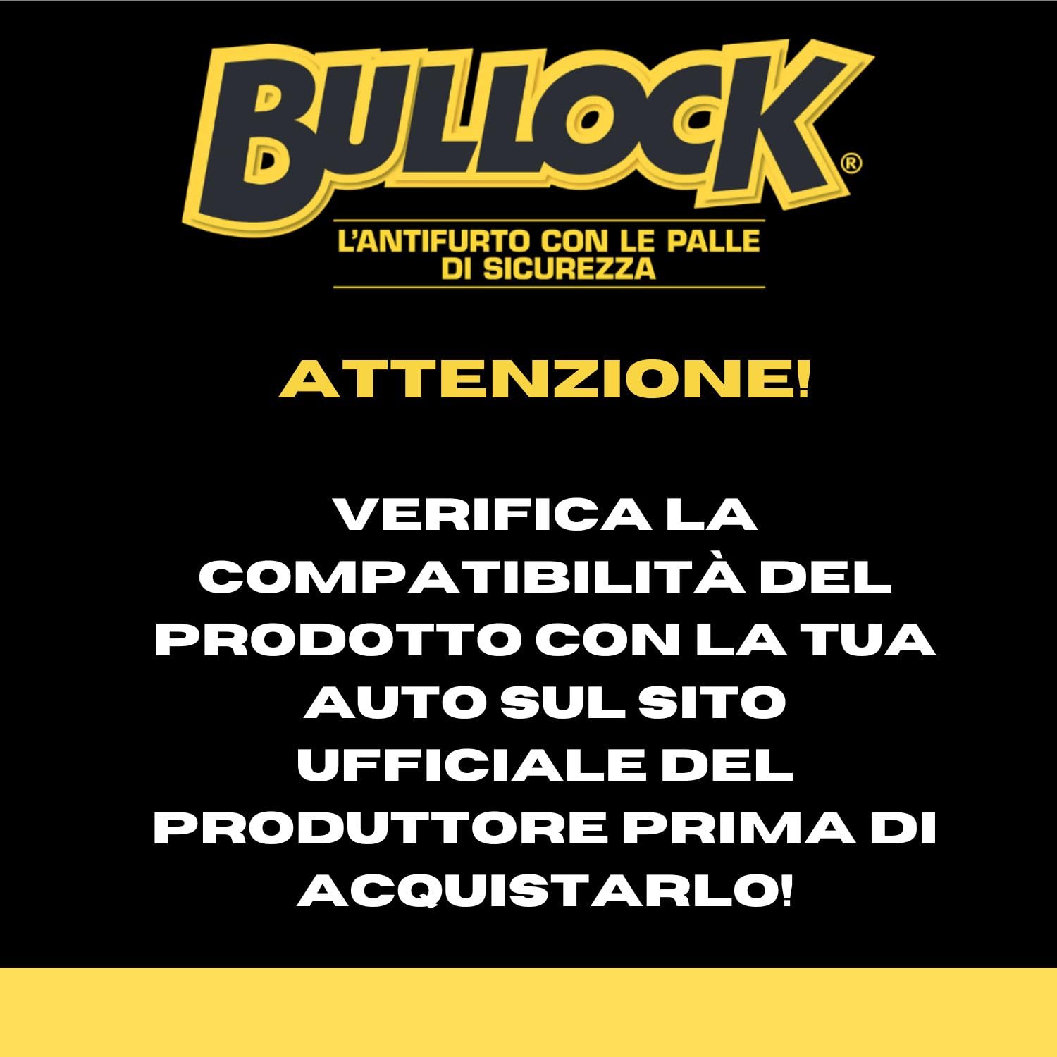 Bullock Absolute Antifurto Meccanico Universale per Auto, Protezione Volante e Pedali, Acciaio Carbonitrurato