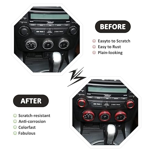 Miniatura 9 de Anillo de ventilación de aire acondicionado de automóvil de aleación de aluminio, apto para Mazda MX-5 RF Miata 2009-2015, anillo de ventilación de