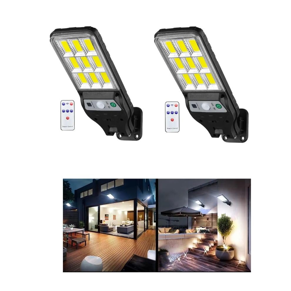 Homehop Solar Light Outdoor Home Motion Sensor Light Waterproof Security Mini Street Lamp for Home, Garden, Patio, Yard, Porch (90COB/Cool White/Pack of 2)