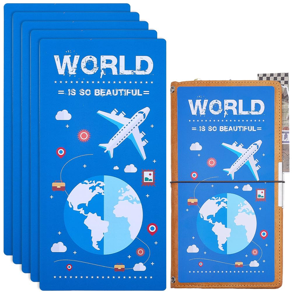 CRASPIRE 5PCS Pencil Board Traveler Standard Passport Notebook Writing Pad Blue 210 x 107mm Lightweight Portable Reusable Notebook for Journal Flexibility Layout Grids Board with Ruler Scale