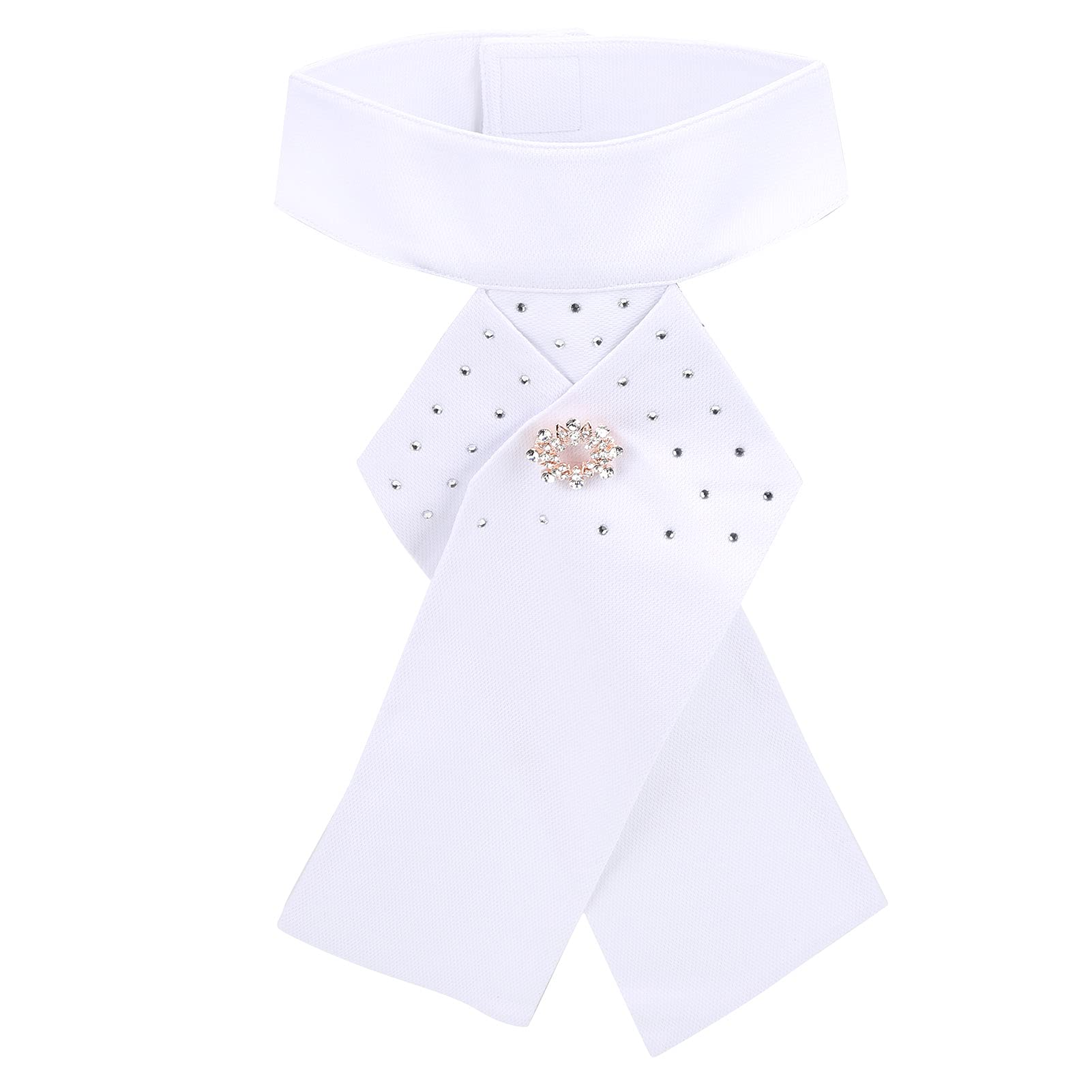 Bognajin Horse Riding Stock Tie, Equipment Necktie Collar, Women Dressage Riding Stock Tie, Equestrian Pre Tied Cotton Stock Tie with Handmade Brooch, Equestrian Pre Tied Cotton Necktie for Adult - Image 3