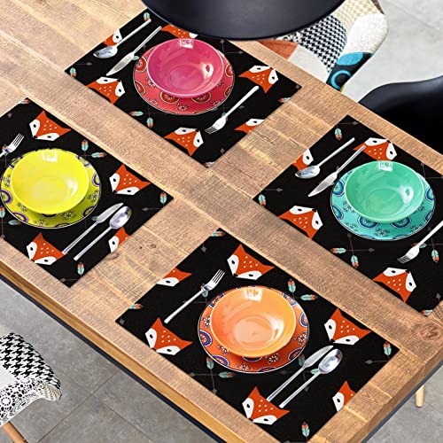 Set de table lavable motif flèche de renards Oxford noir - 8