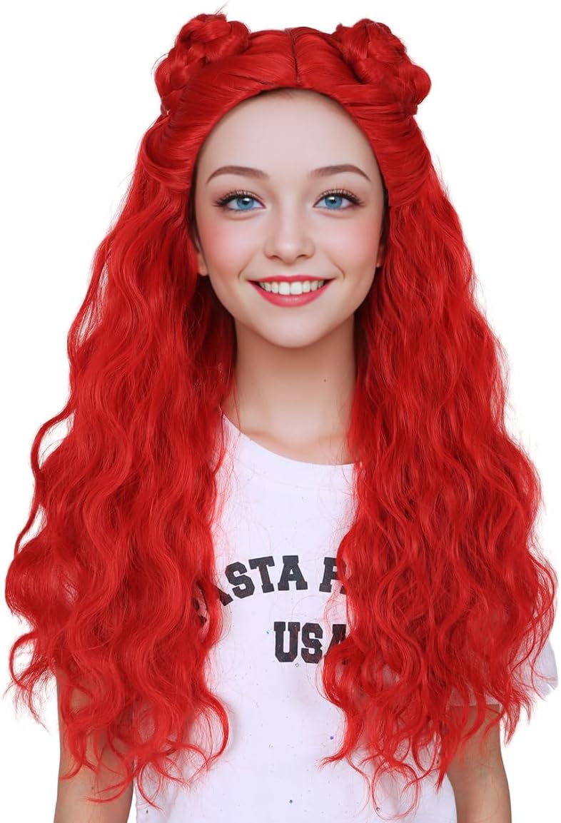 ColorGround Long Cosplay Wig for Women (Red(Small Size))
