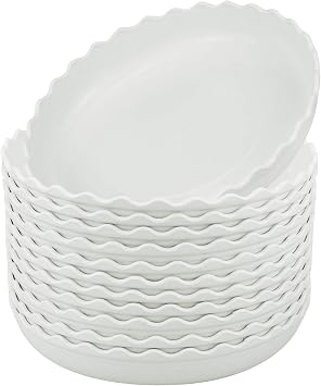 Lystaii 12pcs Wave Plant Saucer 4 Inch Plastic Flower Pot Tray Plant Drip Trays Heavy Duty Saucers Durable Plant Trays for Indoor and Out Door Plant on Desk Office Home Potted Plants White