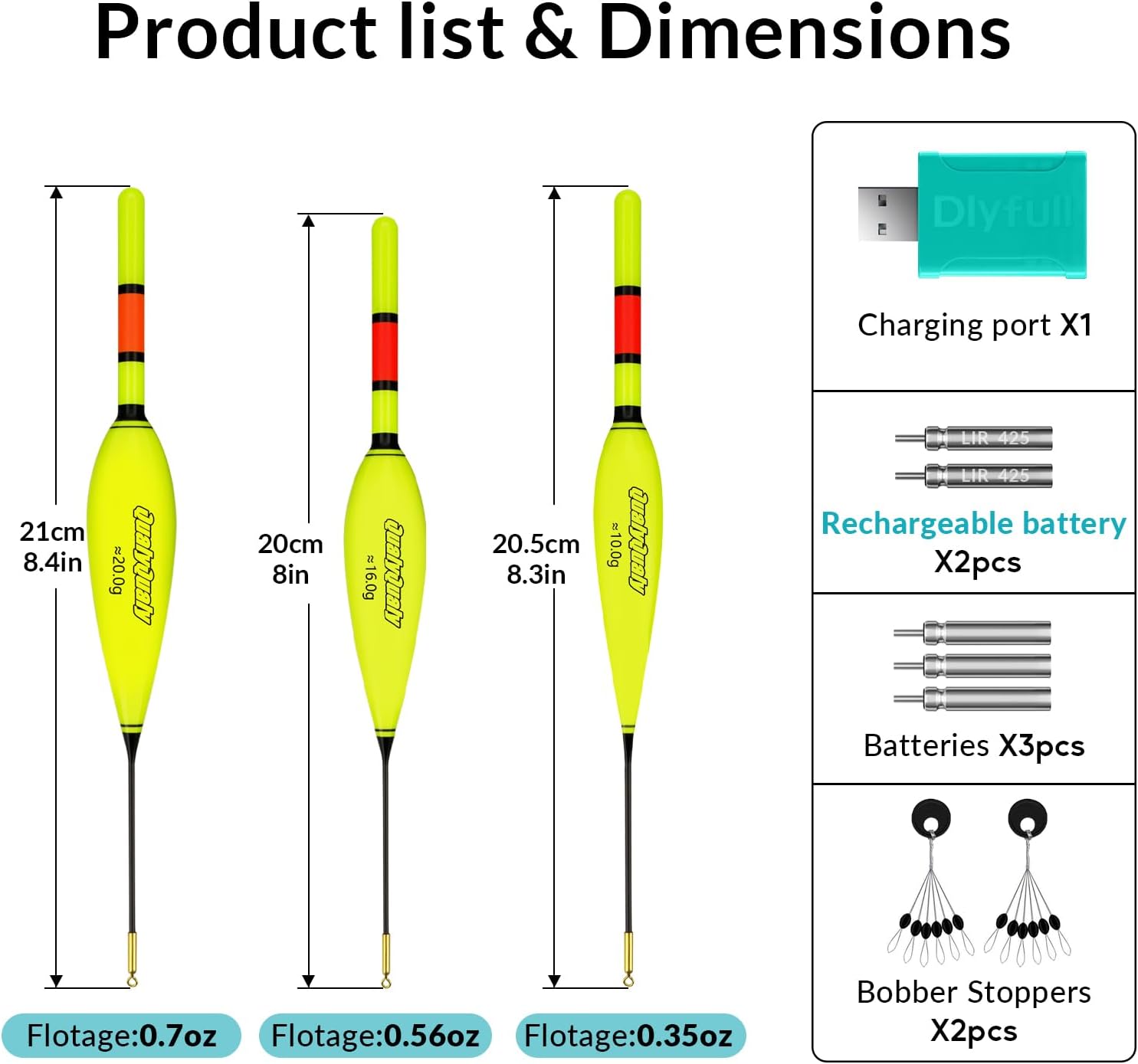 QualyQualy Lighted Slip Bobbers Fishing Floats LED Bobber w/Charger 3pcs Color Change Glow Bobber for Crappie Walleyes Fishing