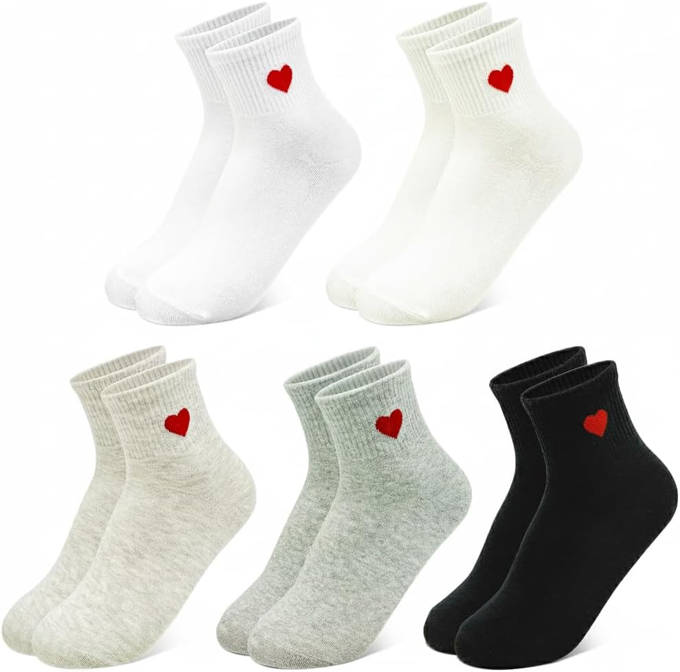 Jinny's Shoppe Women’s Novelty Cute Crew Socks – 4/5 Pairs Colorful Soft Cozy Lovely Cotton Socks for Everyday Casual Wear