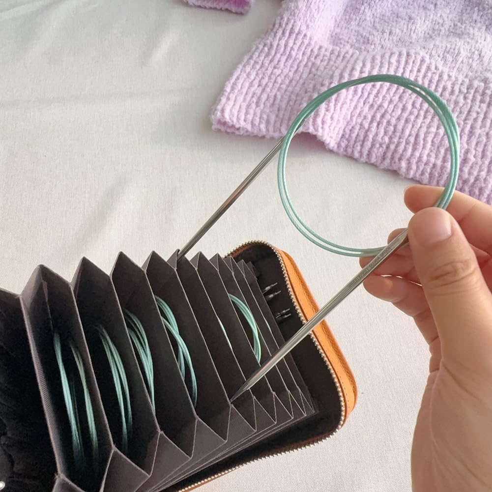 Lotus Yarns Orgeletui aus echtem Leder, organisierte Stricknadeltasche zur Aufbewahrung von festen/austauschbaren Rundstricknadeln und Zubehör (leeres Nadeletui)