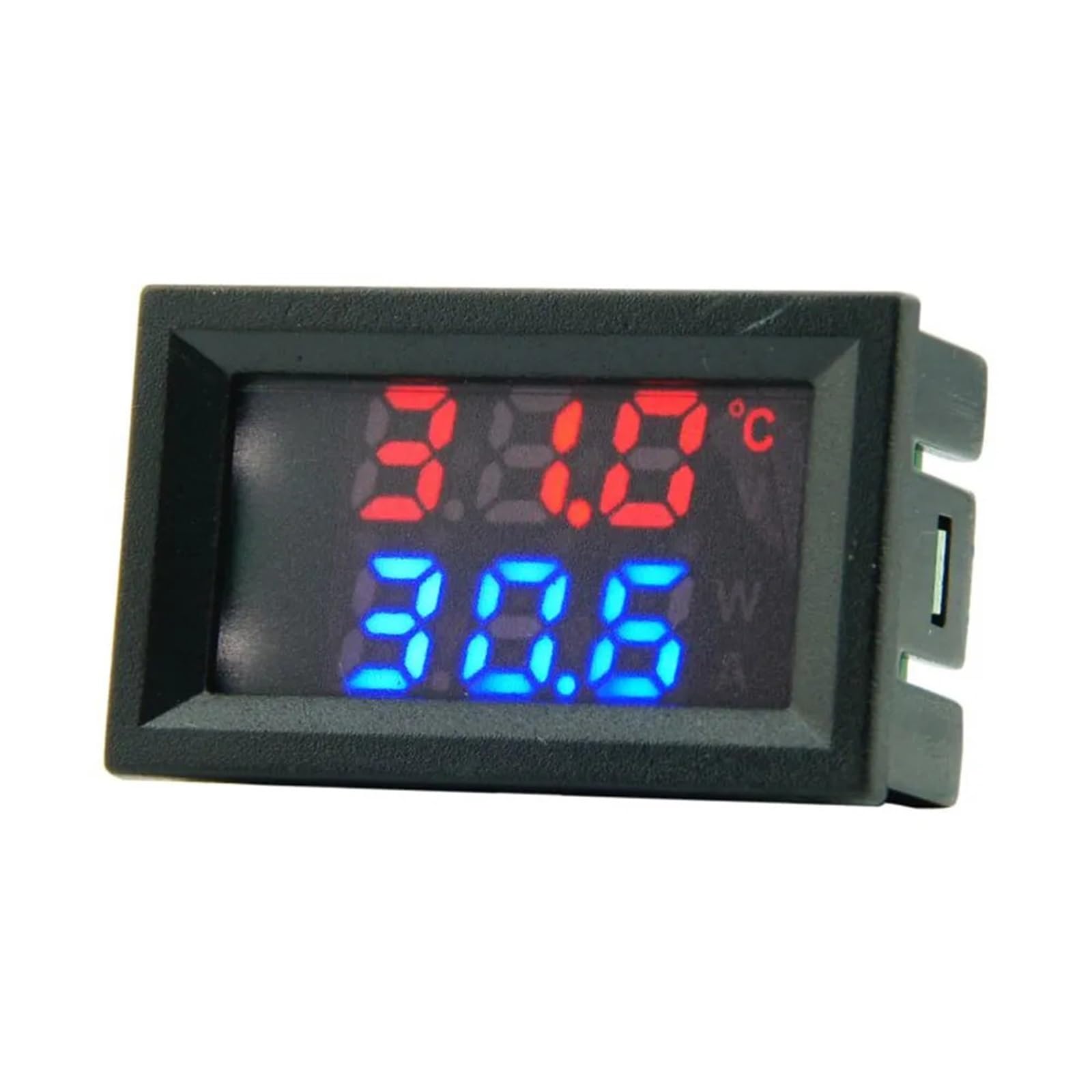 1 szt. 4 V-30 V Mini LED Dual Display Digital Czujnik temperatury W/NTC wodoszczelna metalowa sonda tester temperatury do wnętrz (niebiesko-zielony pierścień)