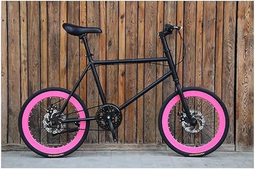 ロードバイク 自転車 小径車 インチミニベロ ィスクブレーキ 軽量で持ち運びに便利 耐荷重120kg サドル高調節可能 ブレーキ感度調整機能 小径アンチスキッドタイヤ 高炭素鋼フレーム 男女兼用 大人 子供 初心者 通学 街乗り 男女兼用 (ブラックピンク
