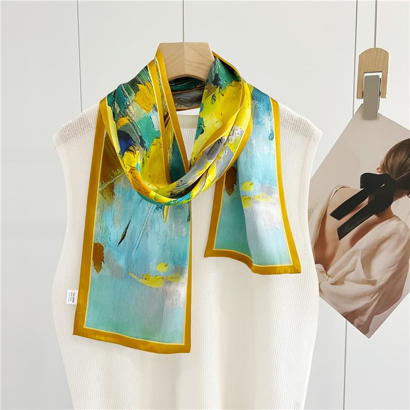 MEISEE 100% Mulberry Silk Scarf for Women 59”*6.3” Long Headscarf Neck Scarf Hair Wraps and Shawls with Gift Packed3