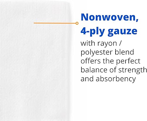Miniatura 3 de Medline PRM25444 gasas no estériles, gasa esponja de 4 x 4 pulgadas, 4-Ply (Pack de 2000)