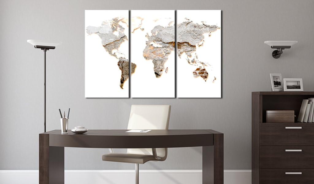 artgeist Pinboard World Map 35x24 in - Cork Board & Canvas Print Wall Art 3 pcs Memoboard with 50 Pins Noticeboard Message Board Image Picture Home Decor Travel Map Map of The World k-A-0084-p-e