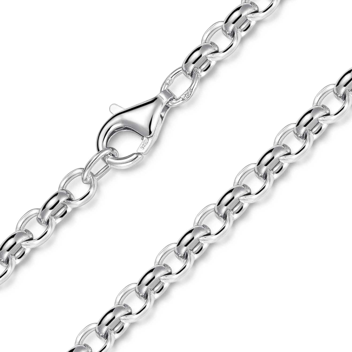 MATERIA by Matthias Wagner Erbskette 925 Silber 4mm Halskette Herren Damen Kette 40-70 cm rhodiniert oval K67