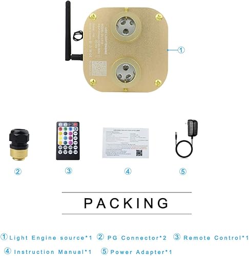 Miniatura 8 de AZIMOM Control BluetoothRF de 20 W, luces parpadeantes de fibra óptica, fuente de motor, caja de luz RGBW de doble cabezal, modo de sensor de música