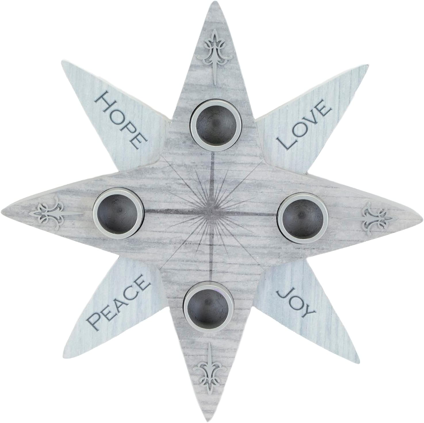 Star Advent Wreath - Hope, Peace, Faith, Joy, Advent Candle Holder Set with 4 Taper Candles, by Abbey & CA Gift