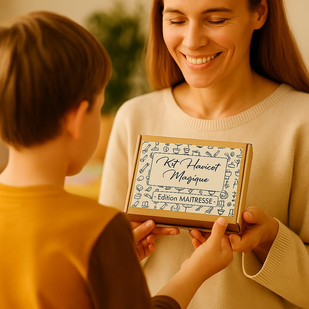 Générique Kit Haricot Magique à Planter Message Gravé MERCI – Cadeau Remerciement Maîtresse Institutrice – Fin d'Année Scolaire École – Souvenir Poétique Original