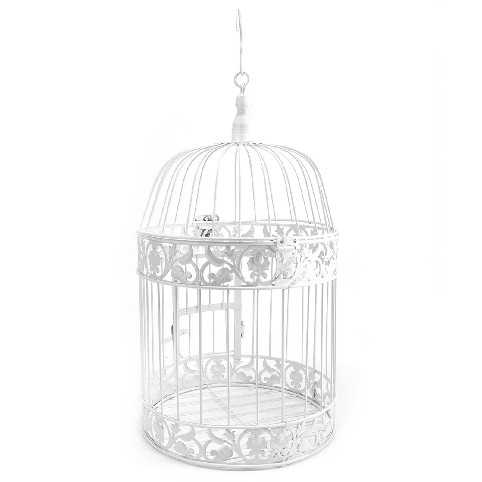 Cage décorative pour oiseaux en fer blanc pour mariages, événements, décoration de la maison, à suspendre avec crochet (35 x 19 cm)