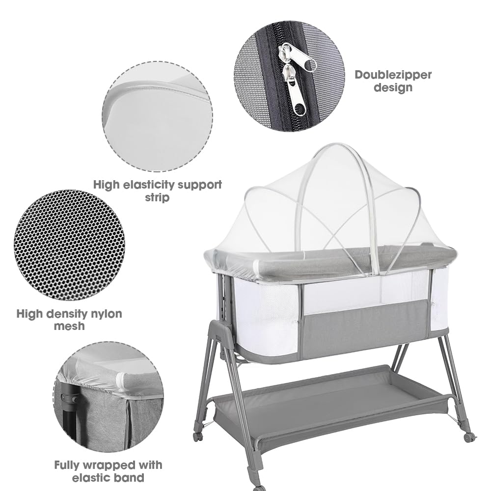 mizikuu Zanzariera Culla Neonato, Zanzariera per Lettino Universale 55x100cm con Cerniera a 2 Vie Portatile Traspirante Zanzariere per culla per Camera da Letto Familiare, Campeggio, Bianco