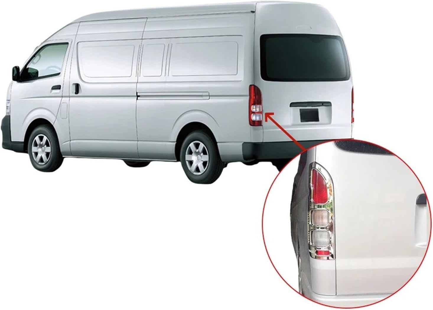 2Pcs ABS Chrome Car Tail Lamp Cover Compatible For Toyota Hiace Commuter 2008 2009 2010 2011 2014 Silver Exterior Vehicle Parts Decorate