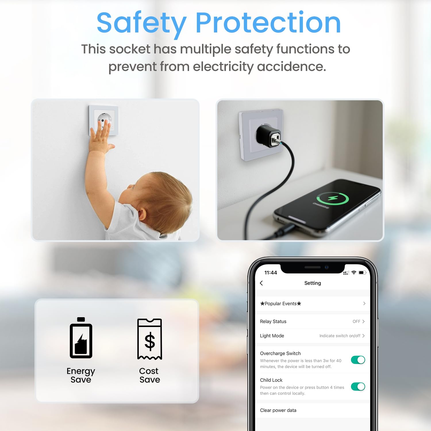 SMARTERCURRY Smart WLAN presa Schuko 13A bianca, 4 prese intelligenti con misurazione della corrente, risparmio energetico, timer prese, compatibile con Alexa/Google Home, Child Lock