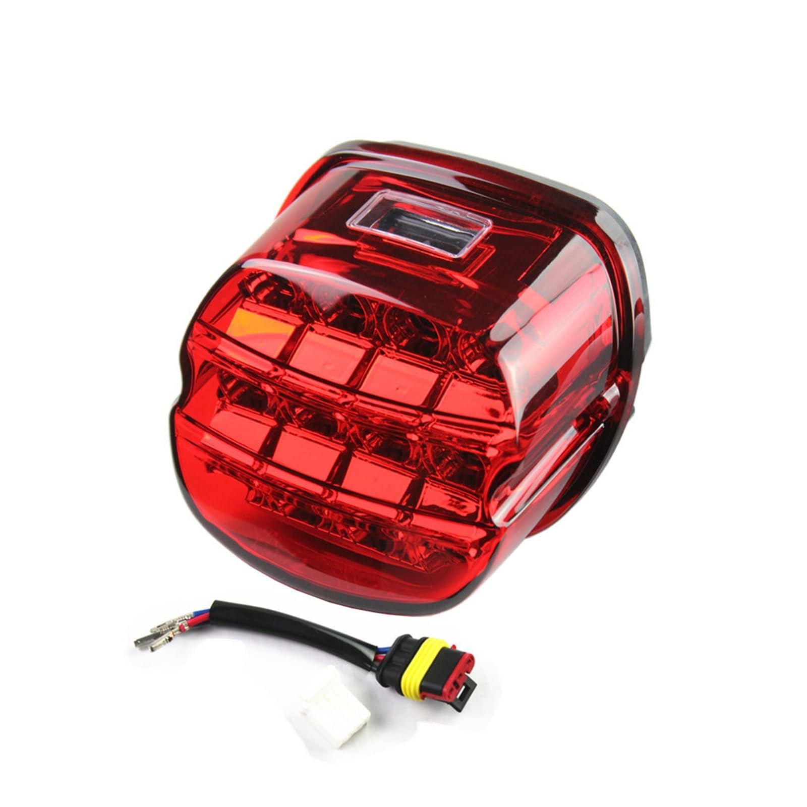 Motorrad LED-Licht Rücklicht 12v Nummernschild Hinterbremse Motorlampe für Kissen Super Wide Glide Low Rider Fat Bob(rot)